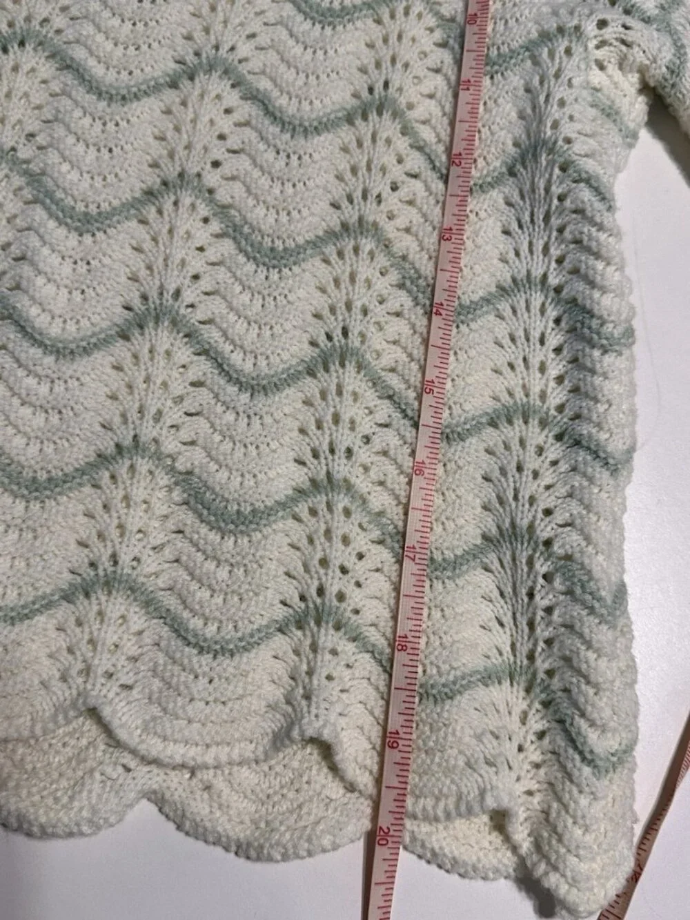Pink Rose White Cropped Sweater Woman Lg Hippie Boho Fairy Core Open Knit Stripe